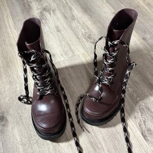 Cougar combat rain boots beautiful burgundy brown color size M‎